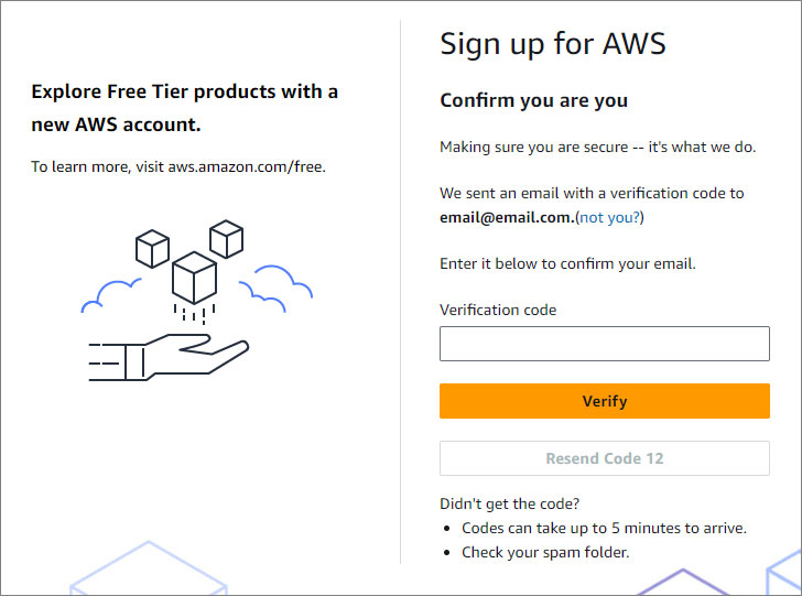 AWS Confirm Email form