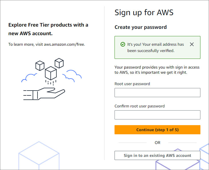 AWS Create Password form