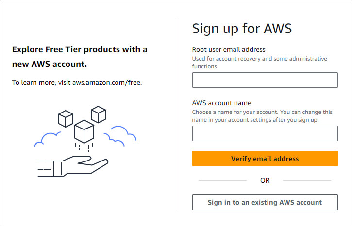 AWS sign up form