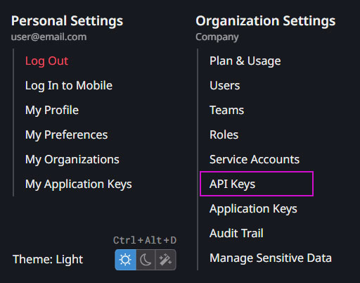 Datadog Organization settings