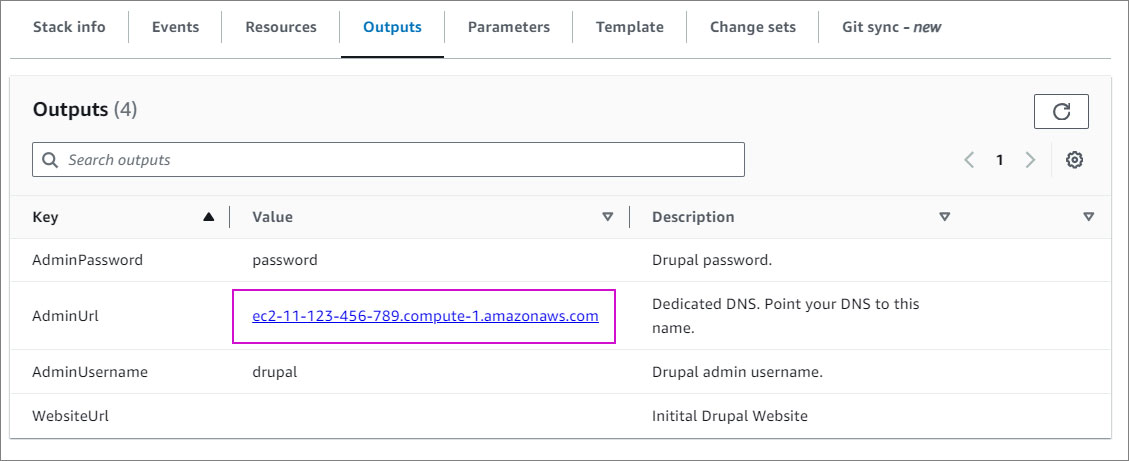 Drupal Pro Stack Outputs