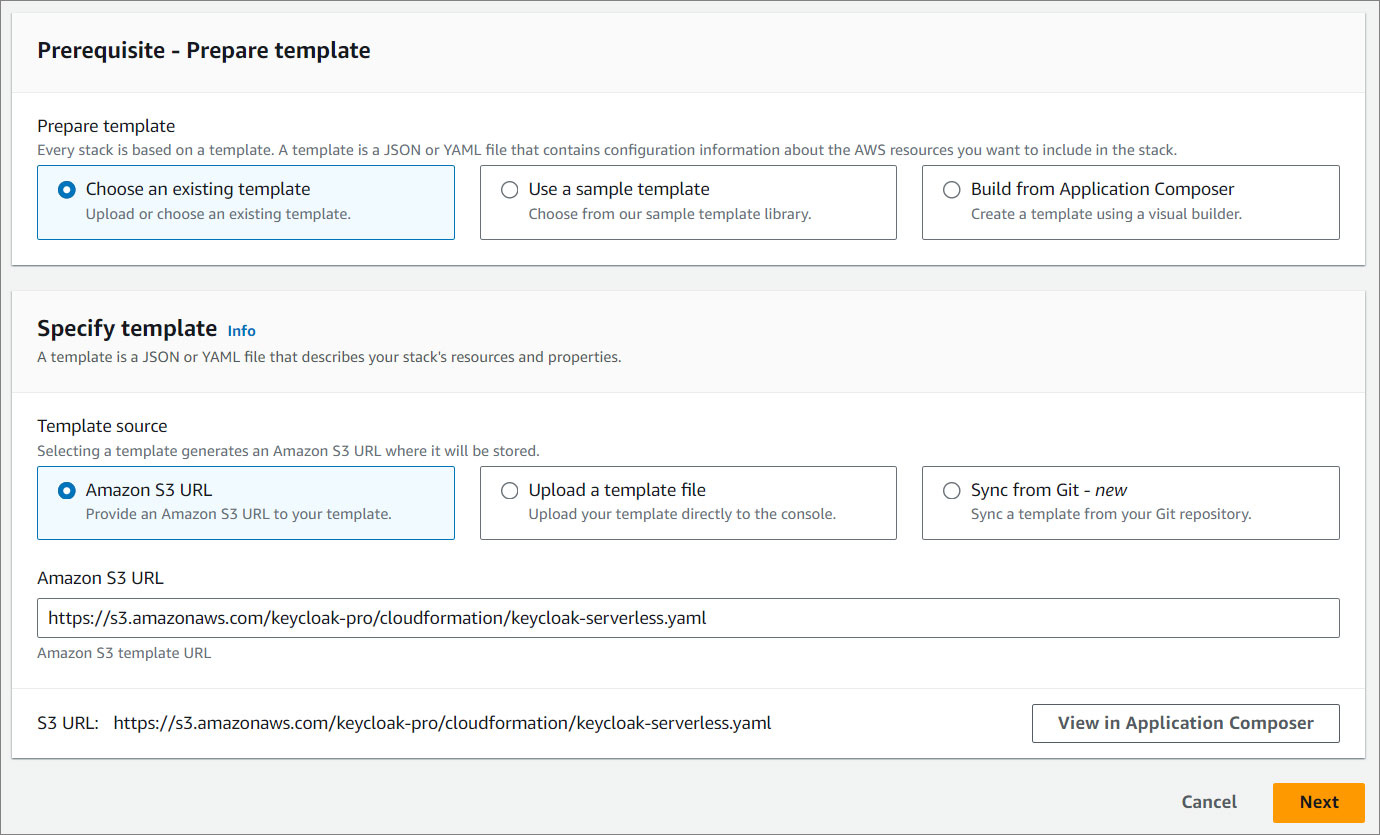 Keycloak Serverless Create Stack