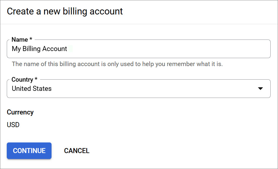 Google console Account Information Step 1