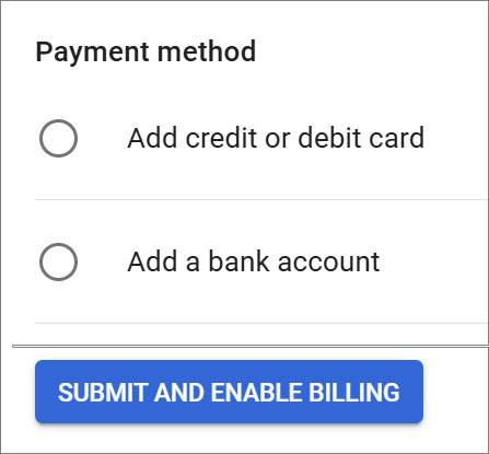 Google console Account Information Step 2