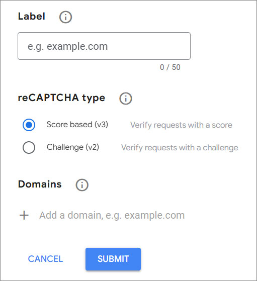 reCAPTCHA form