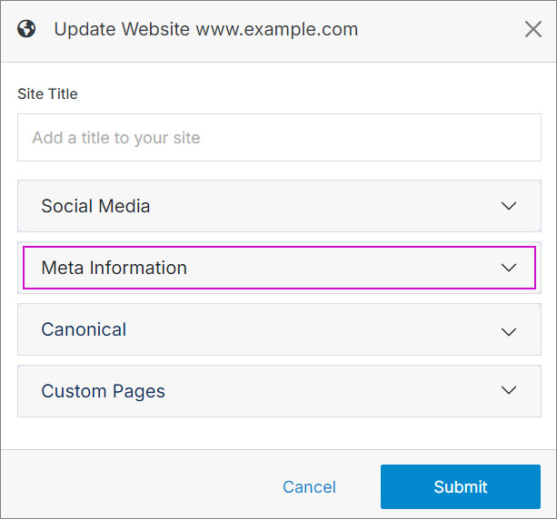 CMS Meta Information Tab