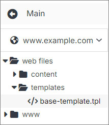 CMS base template in the left nav