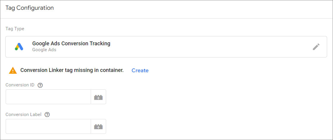 Google Tag Manager New Tag - Google Ads Conversion Tracking