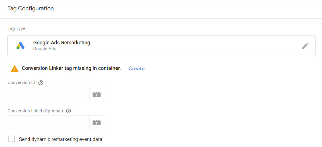 Google Tag Manager New Tag - Google Ads Remarketing