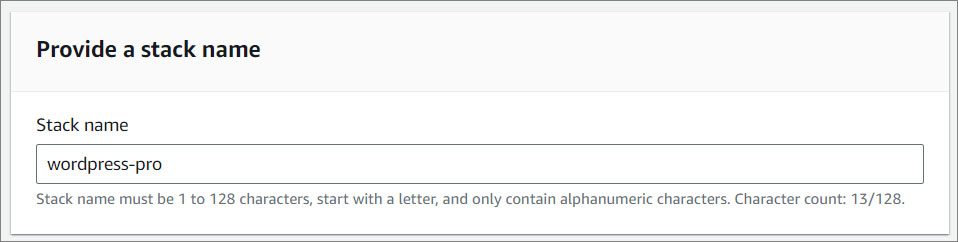WordPress Pro stack name